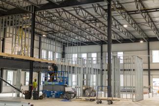 Interior framing at the Food Hub, May 16, 2024